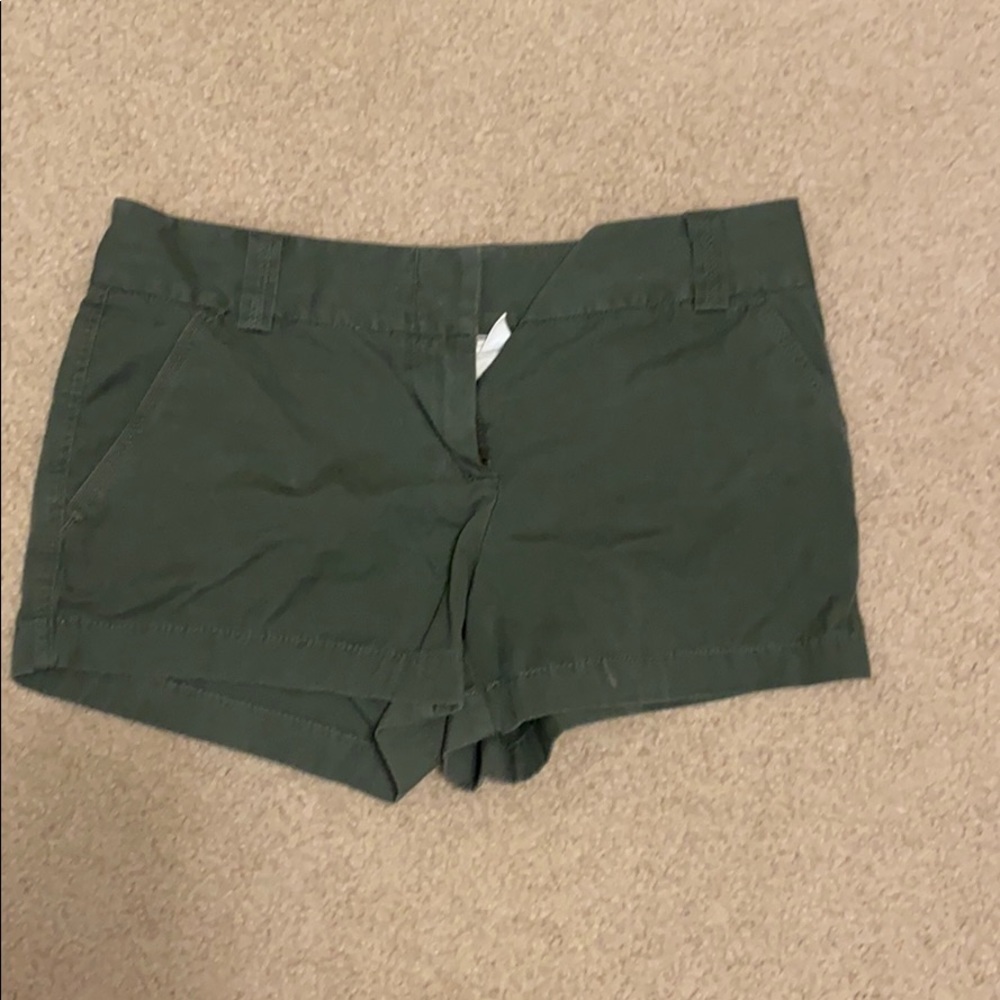 J crew army green short chino shorts